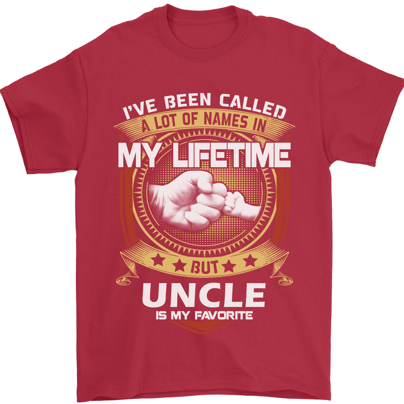 Uncle Is My Favourite Funny Fathers Day Mens T-Shirt Cotton Gildan Red