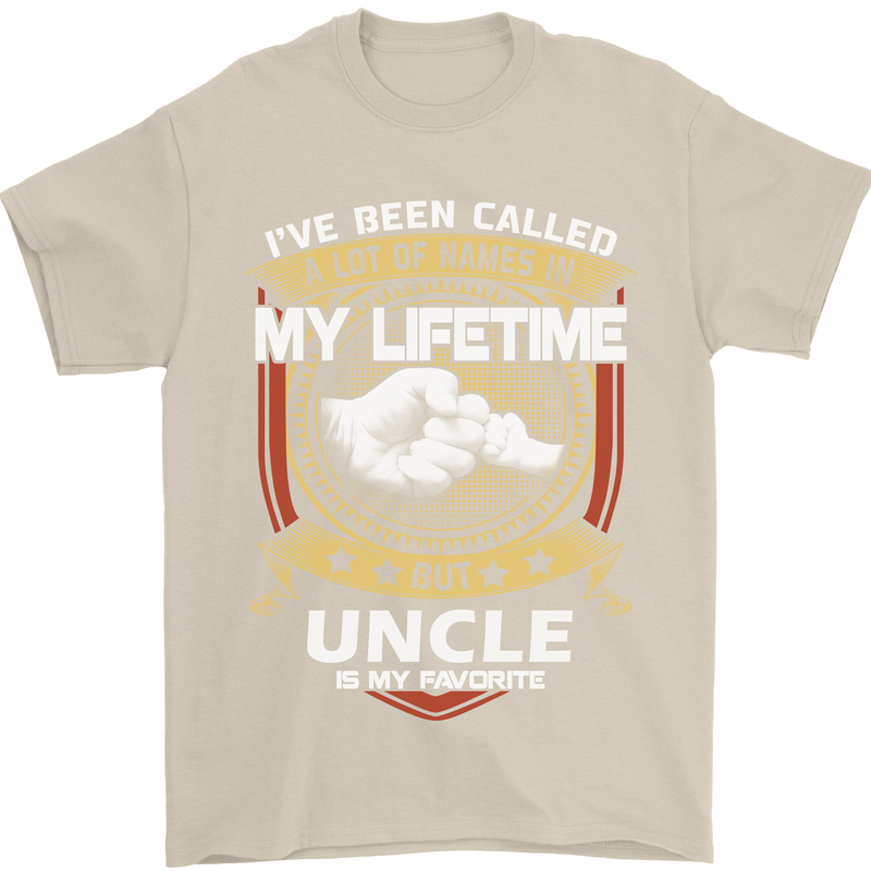 Uncle Is My Favourite Funny Fathers Day Mens T-Shirt Cotton Gildan Sand
