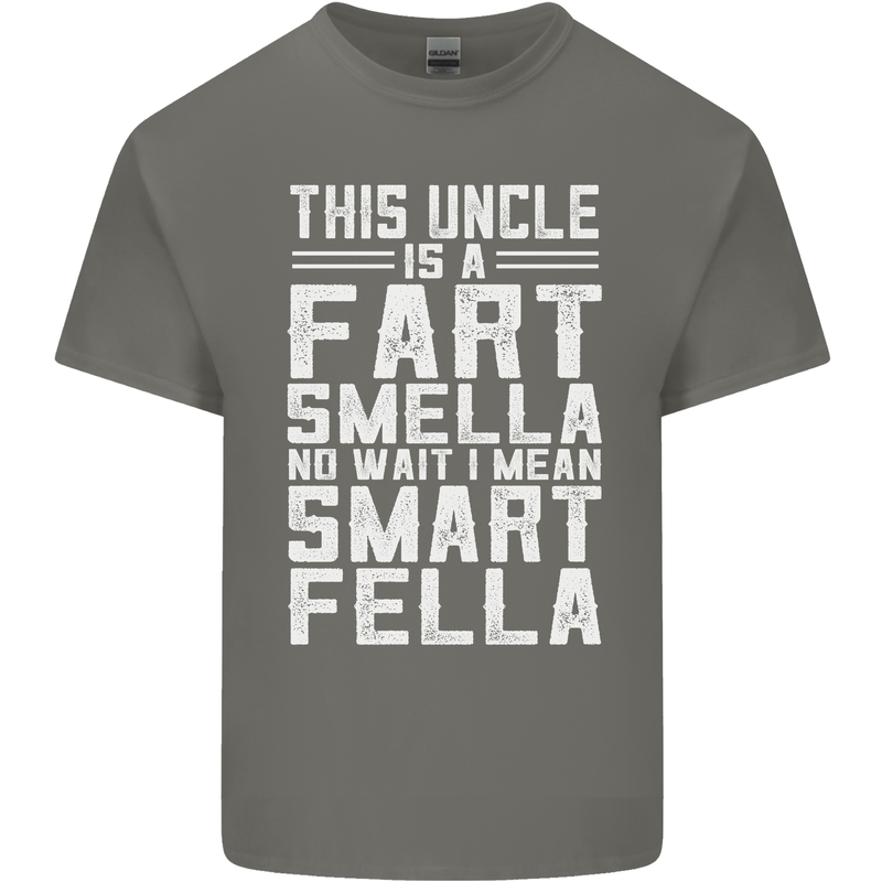 Uncle Is a Fart Smella Funny Fathers Day Mens Cotton T-Shirt Tee Top Charcoal