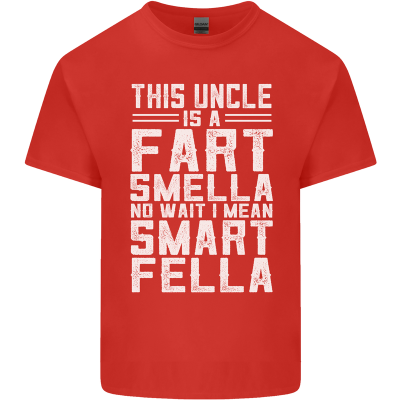Uncle Is a Fart Smella Funny Fathers Day Mens Cotton T-Shirt Tee Top Red