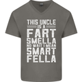 Uncle Is a Fart Smella Funny Fathers Day Mens V-Neck Cotton T-Shirt Charcoal