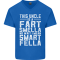 Uncle Is a Fart Smella Funny Fathers Day Mens V-Neck Cotton T-Shirt Royal Blue