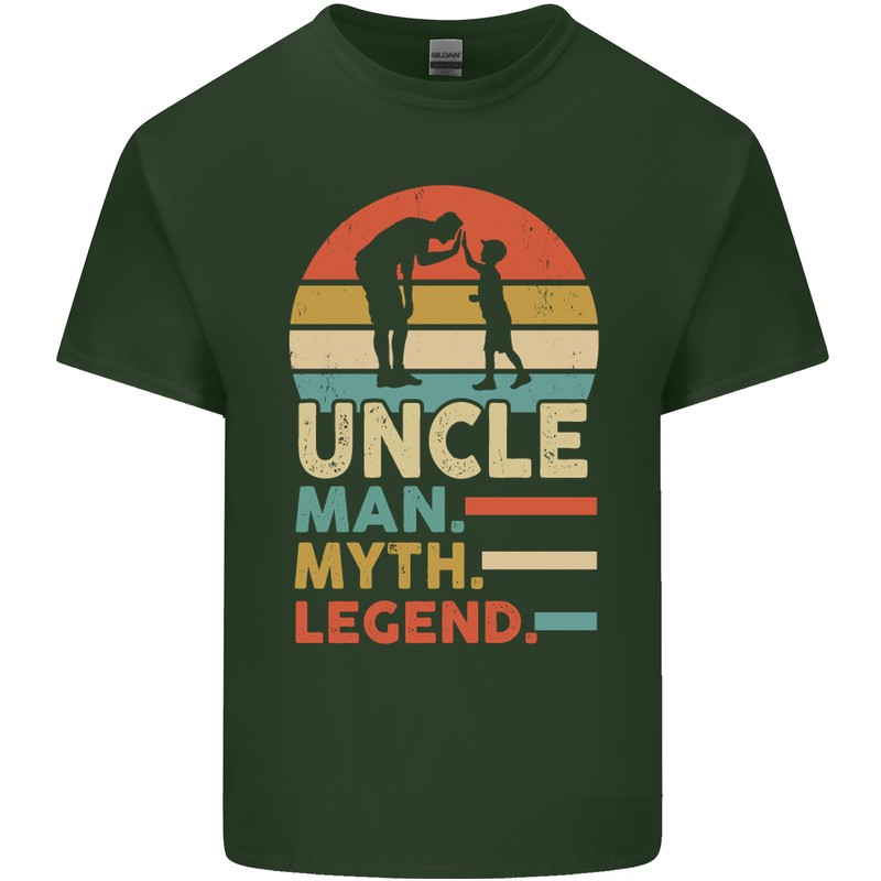 Uncle Man Myth Legend Funny Fathers Day Mens Cotton T-Shirt Tee Top Forest Green