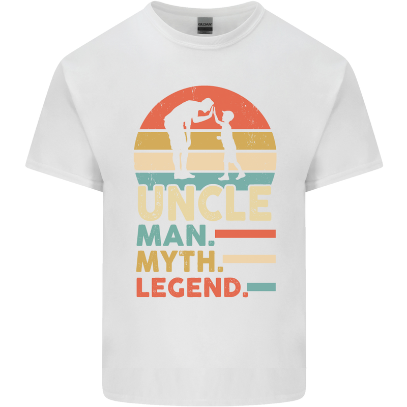 Uncle Man Myth Legend Funny Fathers Day Mens Cotton T-Shirt Tee Top White