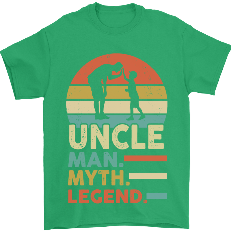 Uncle Man Myth Legend Funny Fathers Day Mens T-Shirt Cotton Gildan Irish Green