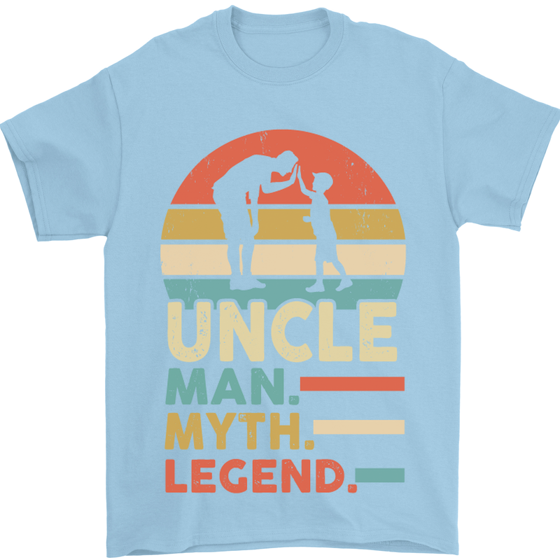 Uncle Man Myth Legend Funny Fathers Day Mens T-Shirt Cotton Gildan Light Blue