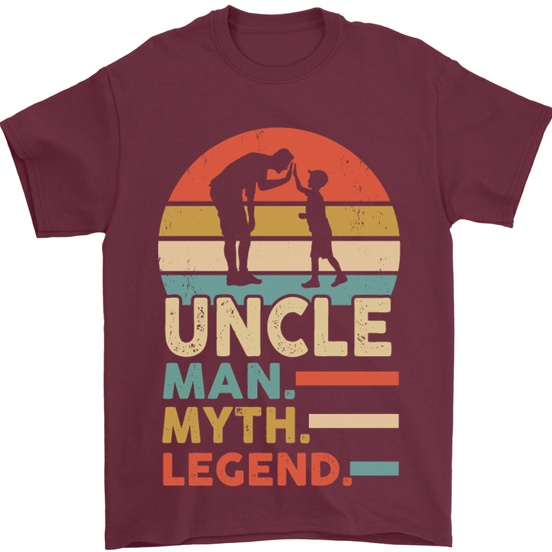 Uncle Man Myth Legend Funny Fathers Day Mens T-Shirt Cotton Gildan Maroon
