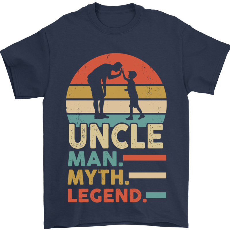Uncle Man Myth Legend Funny Fathers Day Mens T-Shirt Cotton Gildan Navy Blue