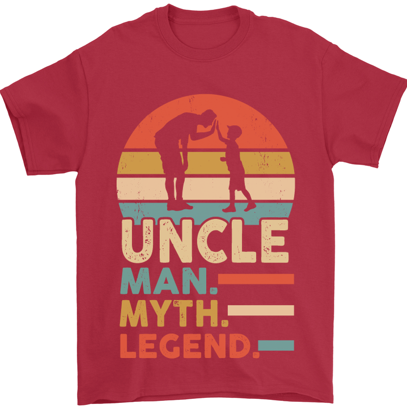 Uncle Man Myth Legend Funny Fathers Day Mens T-Shirt Cotton Gildan Red