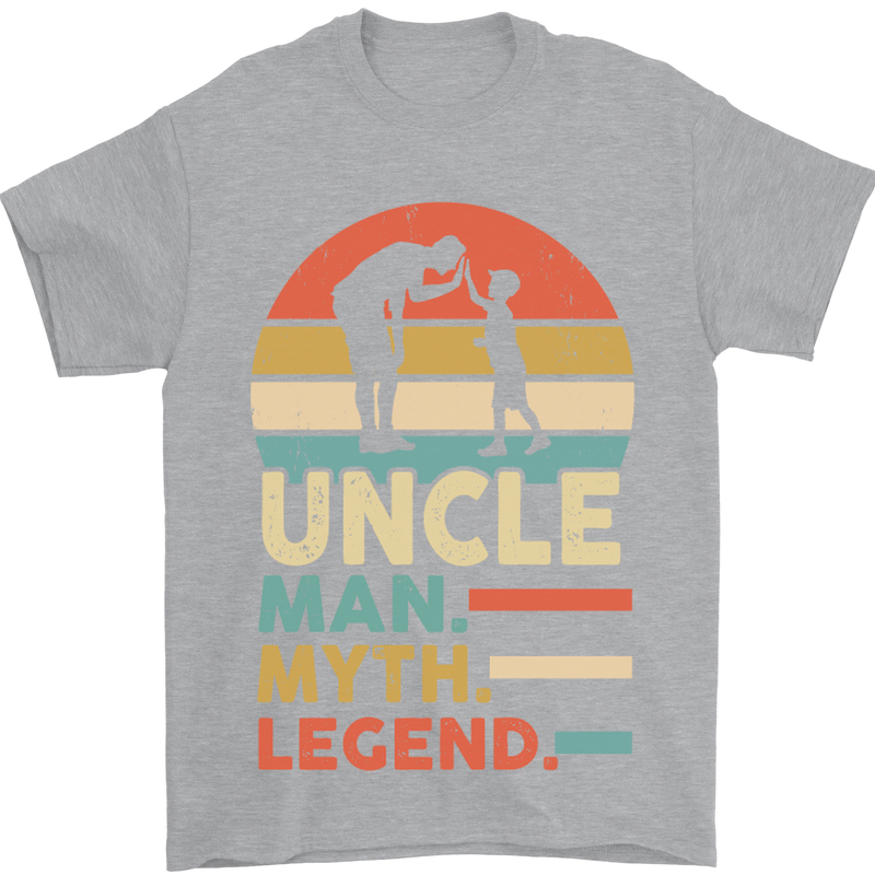 Uncle Man Myth Legend Funny Fathers Day Mens T-Shirt Cotton Gildan Sports Grey