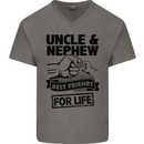 Uncle & Nephew Best Friends Uncle's Day Mens V-Neck Cotton T-Shirt Charcoal