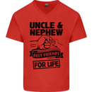 Uncle & Nephew Best Friends Uncle's Day Mens V-Neck Cotton T-Shirt Red