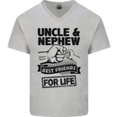 Uncle & Nephew Best Friends Uncle's Day Mens V-Neck Cotton T-Shirt Sports Grey