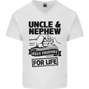 Uncle & Nephew Best Friends Uncle's Day Mens V-Neck Cotton T-Shirt White