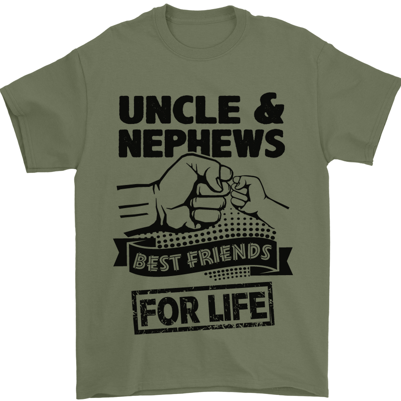 Uncle & Nephews Best Friends Day Funny Mens T-Shirt Cotton Gildan Military Green