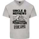 Uncle & Nephews Best Friends Day Funny Mens V-Neck Cotton T-Shirt Sports Grey