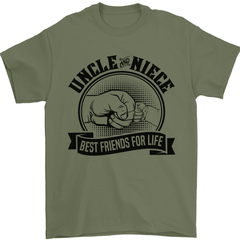Uncle & Niece Best Friends Uncle's Day Mens T-Shirt Cotton Gildan Military Green