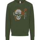 Underground DJ Skull DJing Music Mens Sweatshirt Jumper Forest Green