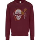 Underground DJ Skull DJing Music Mens Sweatshirt Jumper Maroon