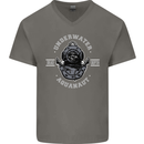 Underwater Aquanaut Scuba Diving Diver Mens V-Neck Cotton T-Shirt Charcoal