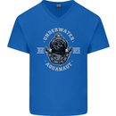 Underwater Aquanaut Scuba Diving Diver Mens V-Neck Cotton T-Shirt Royal Blue