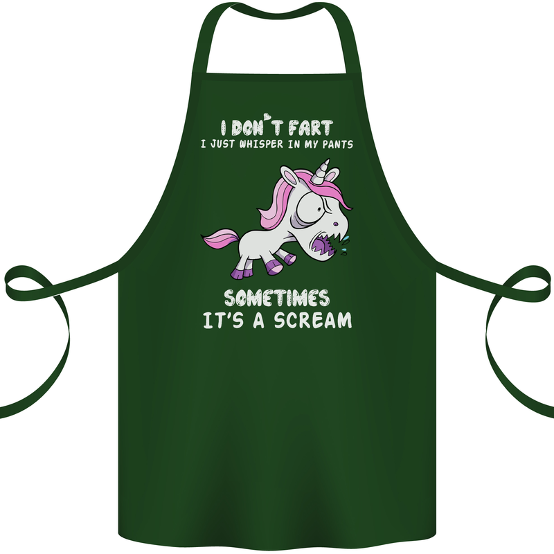 Unicorn I Don't Fart Funny Farting Farter Cotton Apron 100% Organic Forest Green