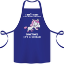 Unicorn I Don't Fart Funny Farting Farter Cotton Apron 100% Organic Royal Blue