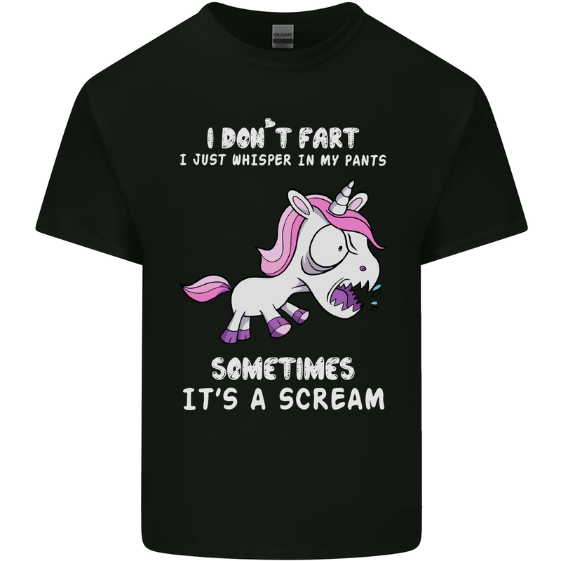 Unicorn I Don't Fart Funny Farting Farter Mens Cotton T-Shirt Tee Top Black
