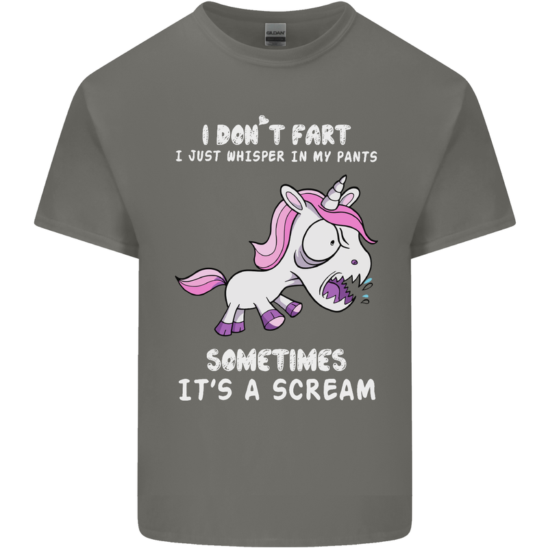 Unicorn I Don't Fart Funny Farting Farter Mens Cotton T-Shirt Tee Top Charcoal