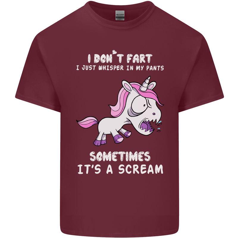 Unicorn I Don't Fart Funny Farting Farter Mens Cotton T-Shirt Tee Top Maroon