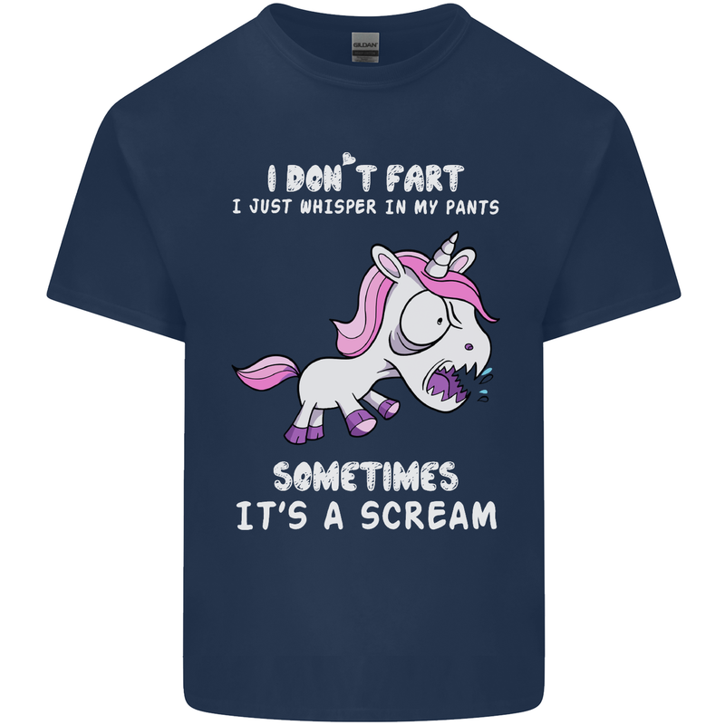 Unicorn I Don't Fart Funny Farting Farter Mens Cotton T-Shirt Tee Top Navy Blue