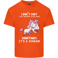 Unicorn I Don't Fart Funny Farting Farter Mens Cotton T-Shirt Tee Top Orange