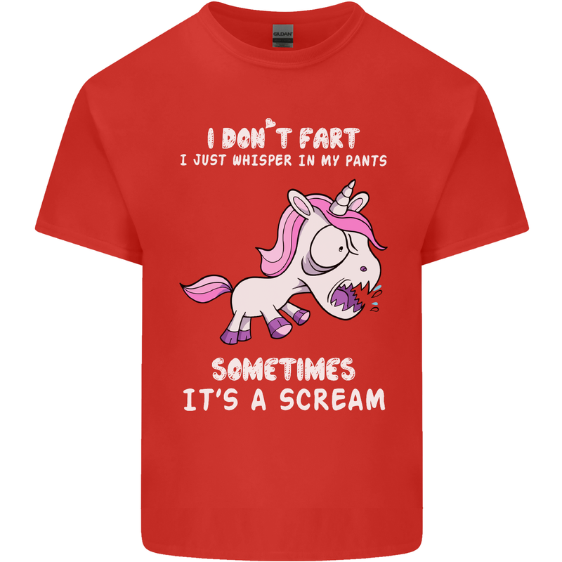 Unicorn I Don't Fart Funny Farting Farter Mens Cotton T-Shirt Tee Top Red