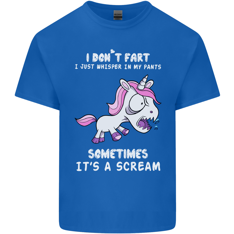 Unicorn I Don't Fart Funny Farting Farter Mens Cotton T-Shirt Tee Top Royal Blue