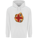 Union Jack Flag Fire Effect Great Britain Childrens Kids Hoodie White