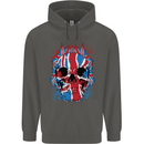 Union Jack Flag Skull Gym MMA Biker Childrens Kids Hoodie Storm Grey