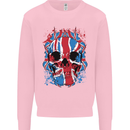 Union Jack Flag Skull Gym MMA Biker Kids Sweatshirt Jumper Light Pink