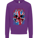 Union Jack Flag Skull Gym MMA Biker Kids Sweatshirt Jumper Purple