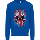 Union Jack Flag Skull Gym MMA Biker Kids Sweatshirt Jumper Royal Blue
