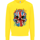 Union Jack Flag Skull Gym MMA Biker Kids Sweatshirt Jumper Yellow