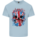 Union Jack Flag Skull Gym MMA Biker Kids T-Shirt Childrens Light Blue