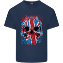 Union Jack Flag Skull Gym MMA Biker Kids T-Shirt Childrens Navy Blue