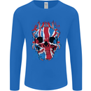Union Jack Flag Skull Gym MMA Biker Mens Long Sleeve T-Shirt Royal Blue