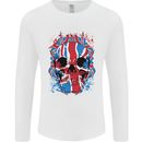 Union Jack Flag Skull Gym MMA Biker Mens Long Sleeve T-Shirt White