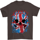 Union Jack Flag Skull Gym MMA Biker Mens T-Shirt Cotton Gildan Dark Chocolate