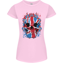 Union Jack Flag Skull Gym MMA Biker Womens Petite Cut T-Shirt Light Pink