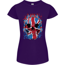 Union Jack Flag Skull Gym MMA Biker Womens Petite Cut T-Shirt Purple