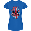Union Jack Flag Skull Gym MMA Biker Womens Petite Cut T-Shirt Royal Blue
