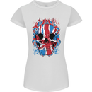 Union Jack Flag Skull Gym MMA Biker Womens Petite Cut T-Shirt White