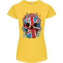 Union Jack Flag Skull Gym MMA Biker Womens Petite Cut T-Shirt Yellow